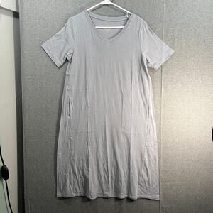 Cuddl Duds Cotton Core V-Neck Dress Sterling Grey Size Small
